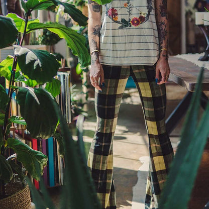 Checkered Flare Trousers - Chic and Modern