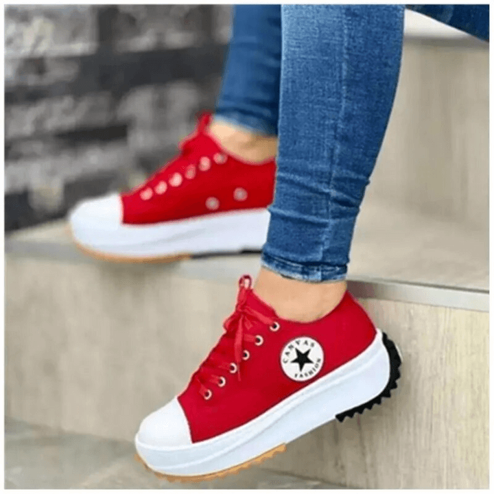 Women's Breathable Canvas Lace-Up Sneakers