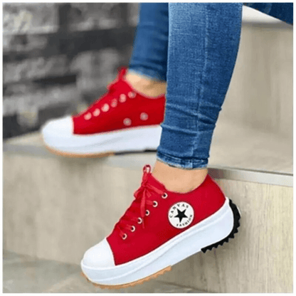 Women's Breathable Canvas Lace-Up Sneakers