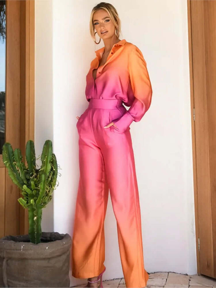 Women's Satin-Feel Wide-Leg Jumpsuit