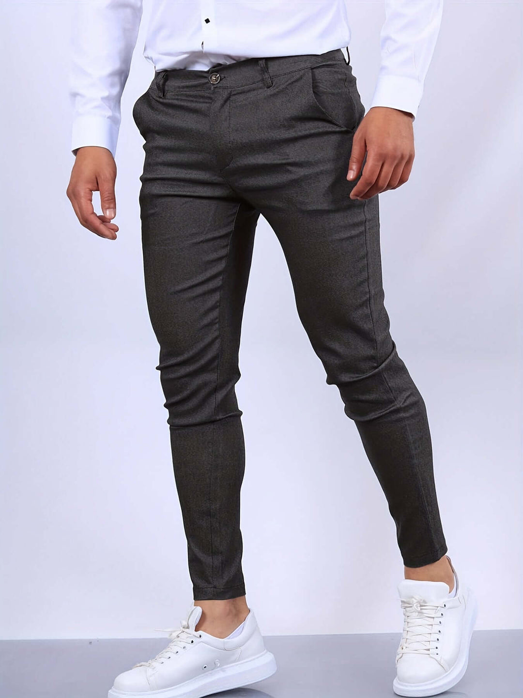 Men's Slim Fit Tailored Trousers with Pockets