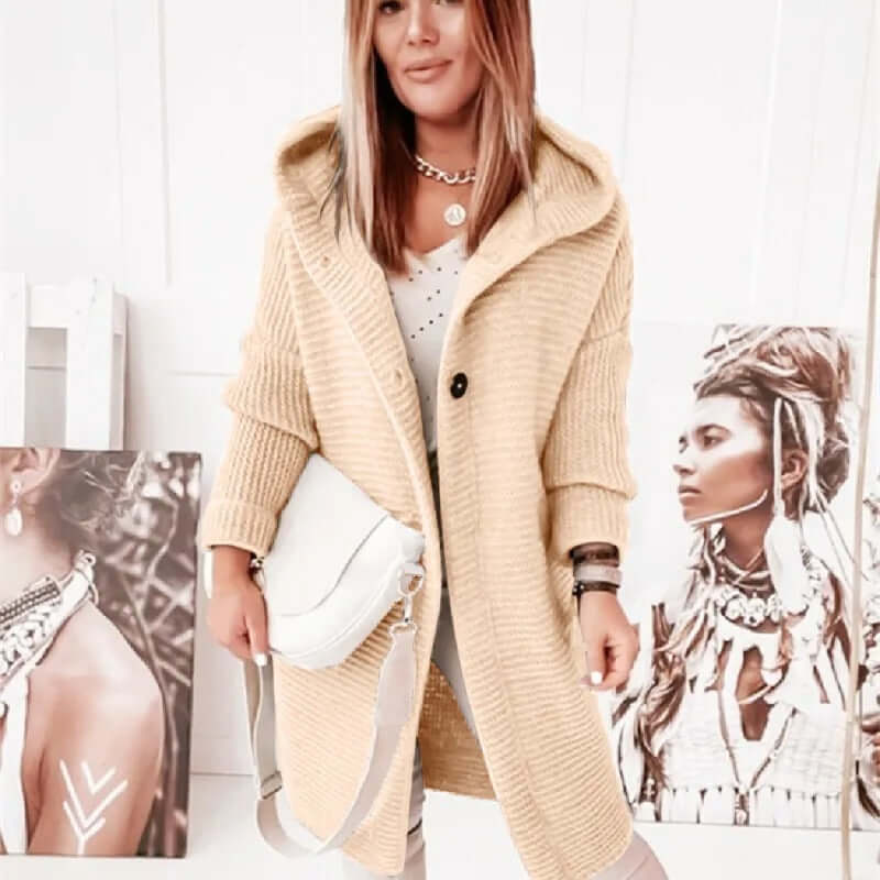 Women's Cashmere Hooded Cardigan Sweater