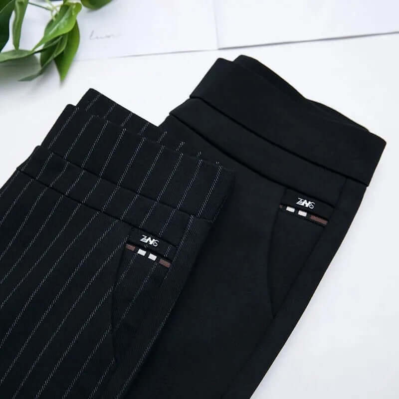 Women's Elastic High Waist Straight Leg Trousers