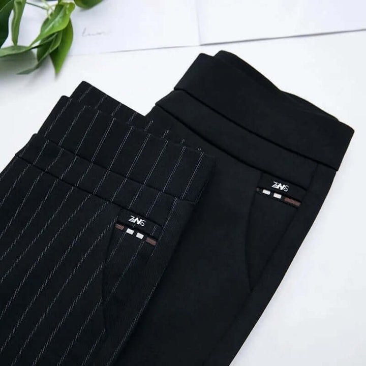 Women's Elastic High Waist Straight Leg Trousers