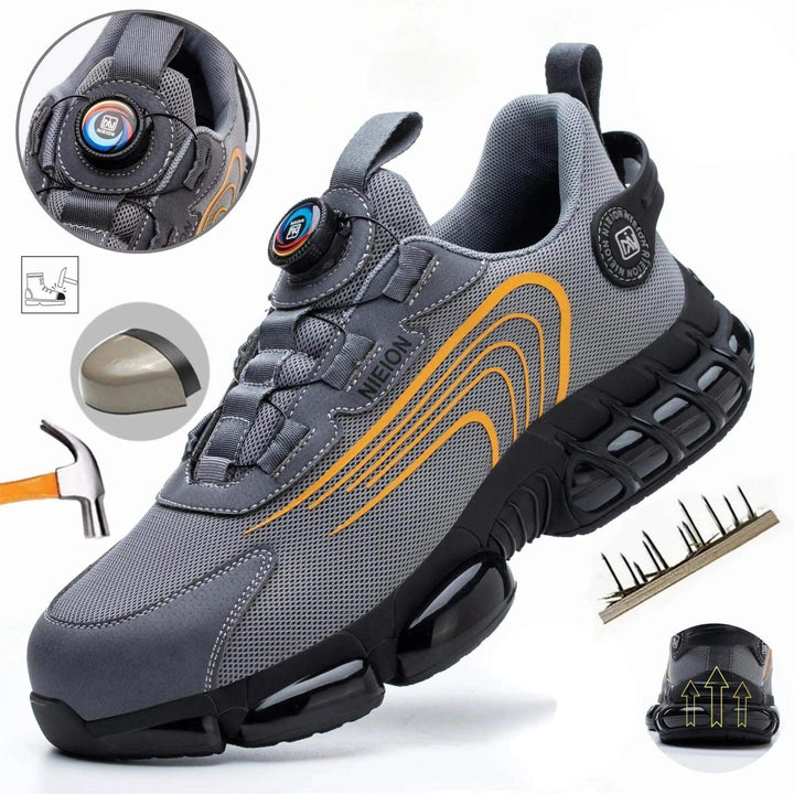 Men's Steel Toe Work Safety Shoes with Rotating Buckle