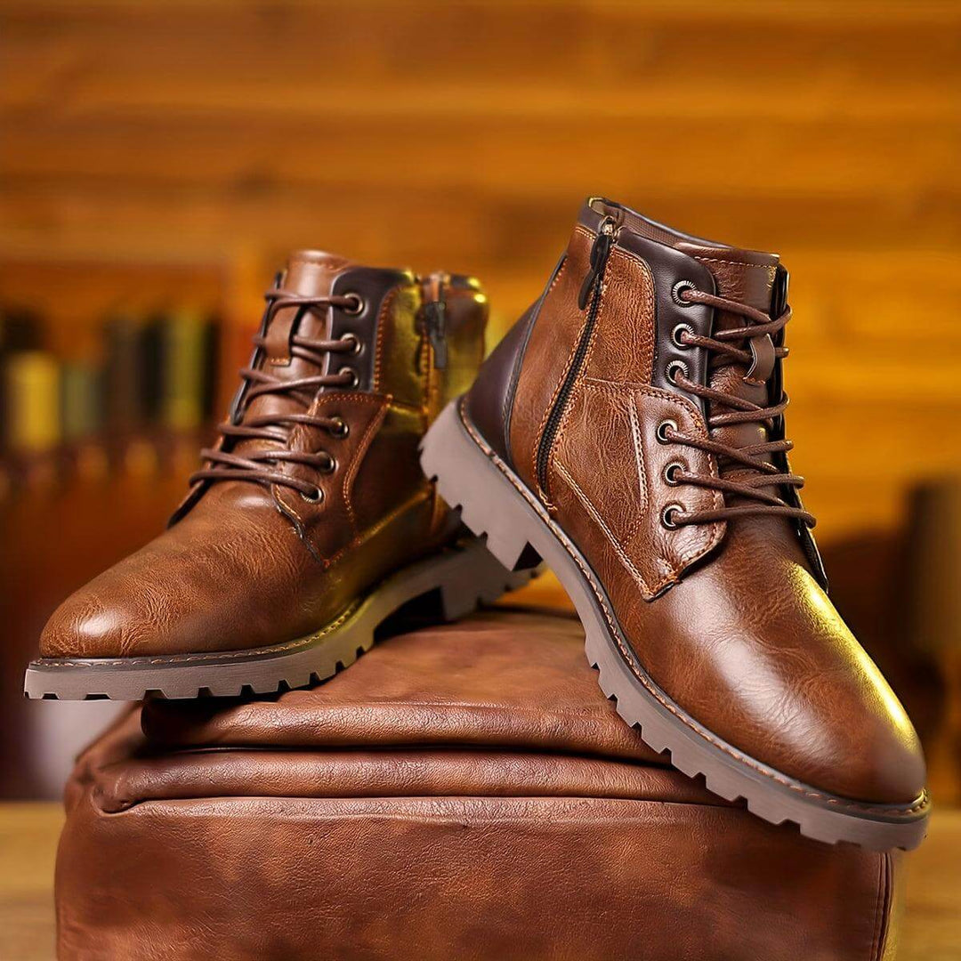 Men's Leather Zipper Dress Boots