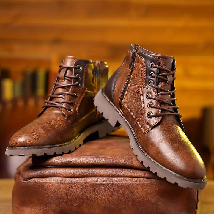 Men's Leather Zipper Dress Boots