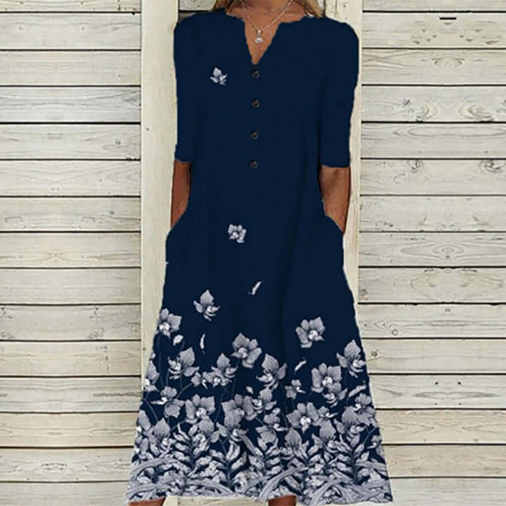 Boho Midi Dress - Floral Print Dress