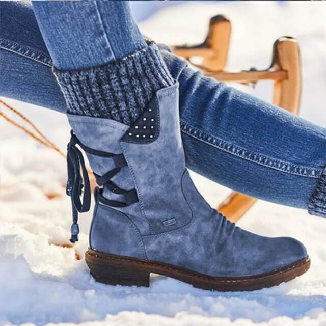 Women's Calf-High Casual Boots with Side Zippers