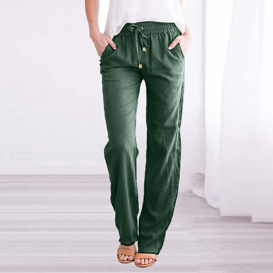 Women's Linen-Cotton Wide-Leg Drawstring Pants