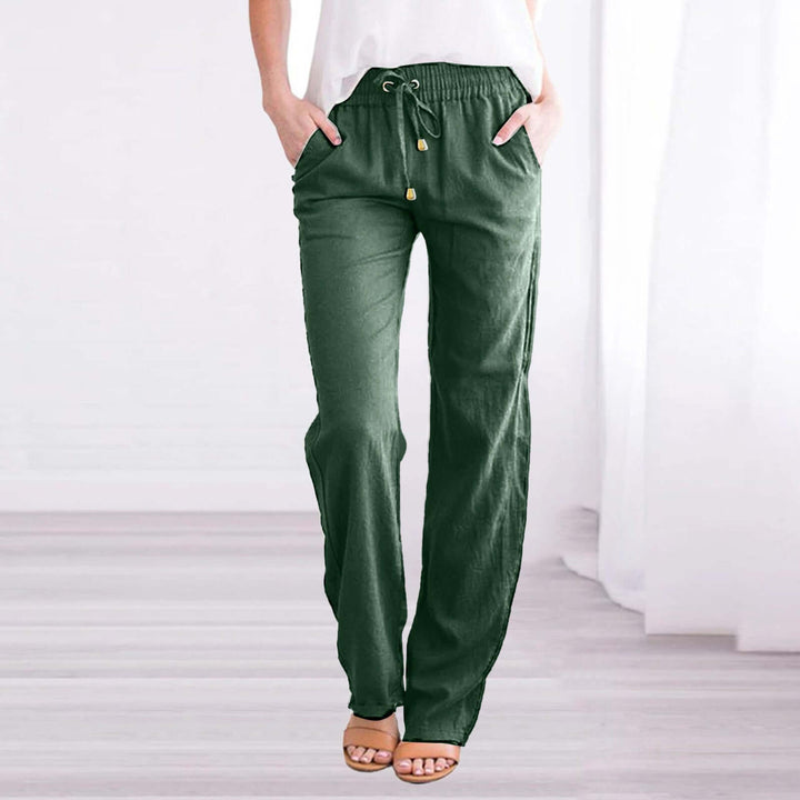 Women's Linen-Cotton Wide-Leg Drawstring Pants