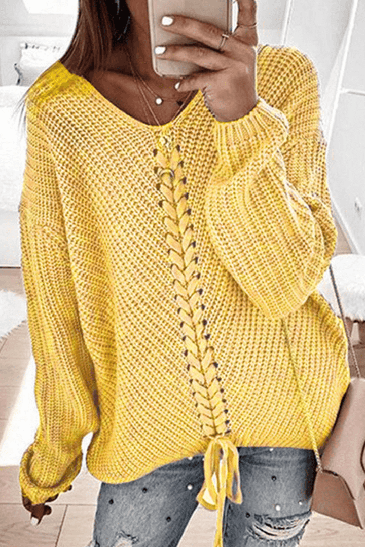 Women's Braided Detail Relaxed Fit Sweater