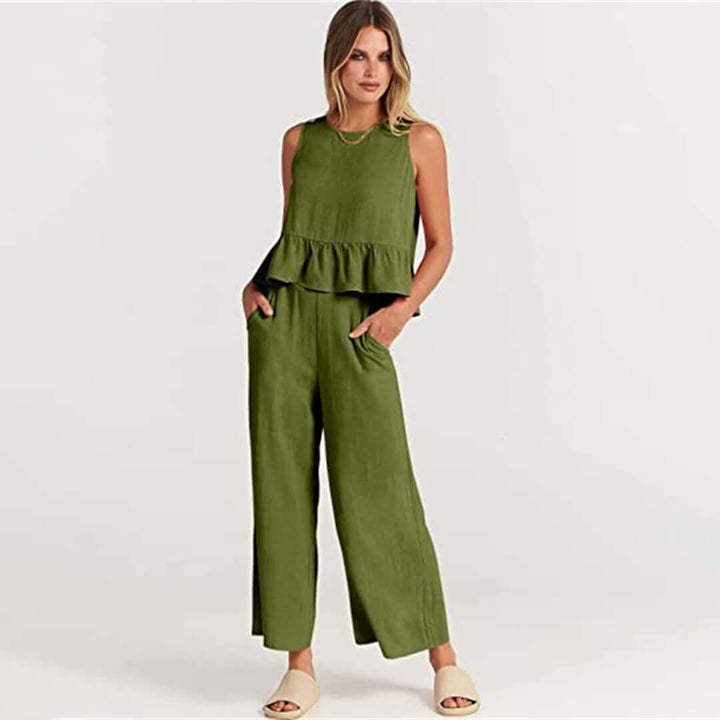Women's Sleeveless Peplum Cropped Jumpsuit
