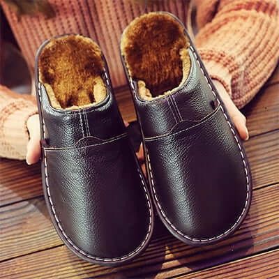 Waterproof Leather Unisex Slippers