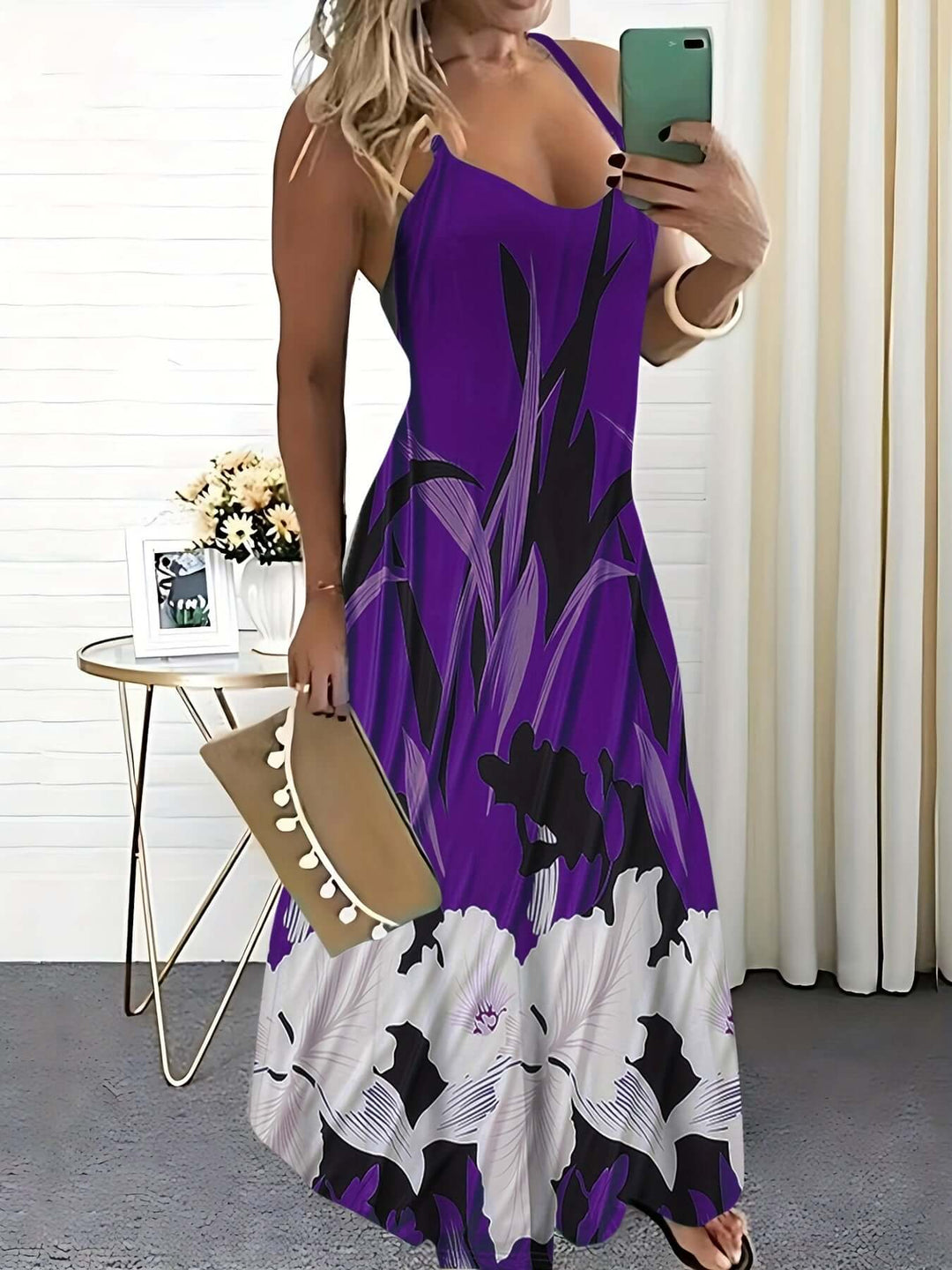 Floral Print Spaghetti Strap Dress