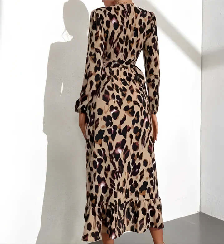 Women's Leopard Print V-Neck Dress
