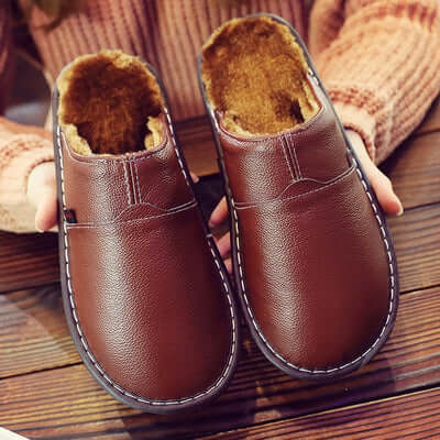 Waterproof Leather Unisex Slippers