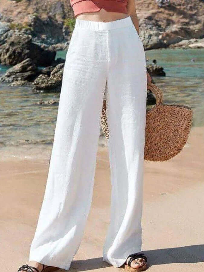Women's Linen Wide-Leg Trousers