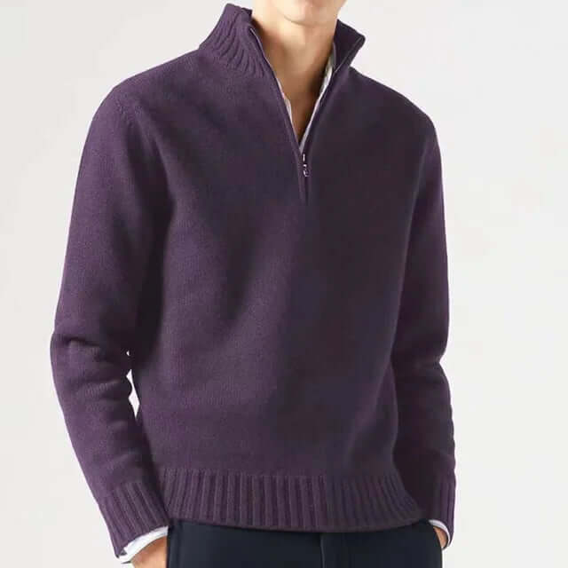 Men's Half-Zip Warm Wool-Blend Sweater