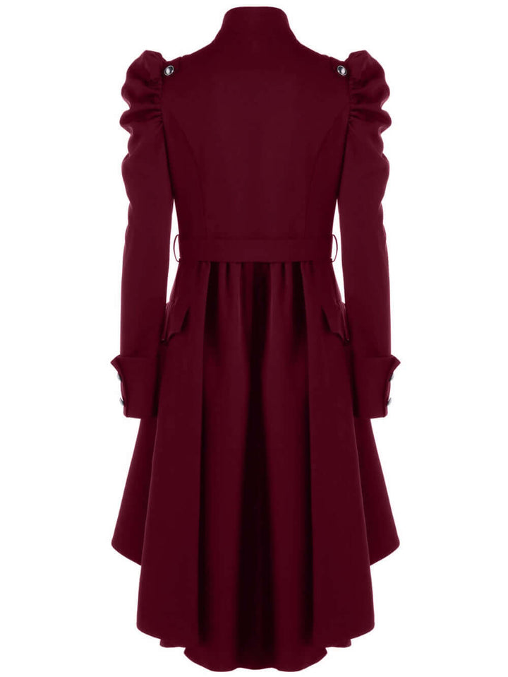 Women's Retro Midi Jacket with Standing Collar