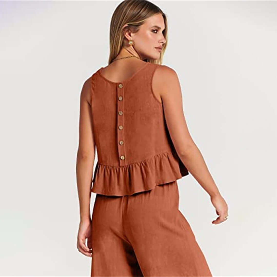 Women's Sleeveless Peplum Cropped Jumpsuit