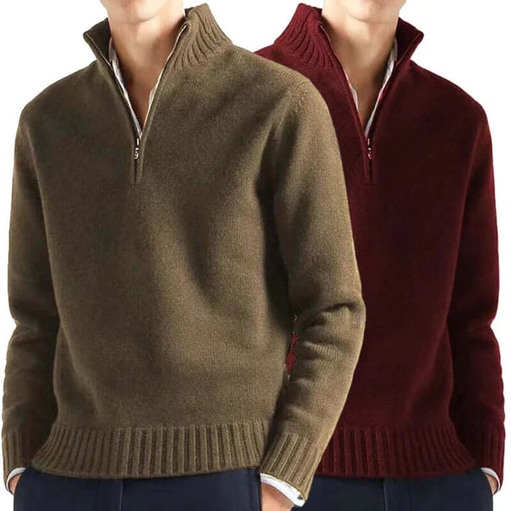 Men's Half-Zip Warm Wool-Blend Sweater