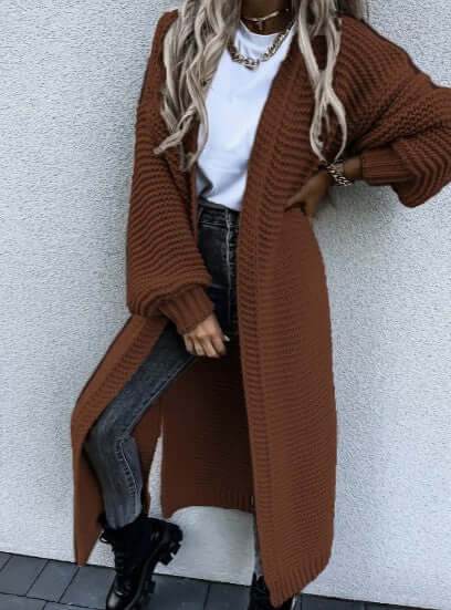 Women's Knitted Cardigan - Long Sleeve Open Front