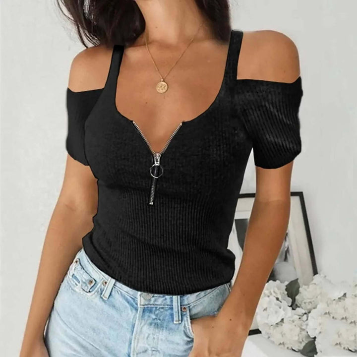 Women's Off-Shoulder Ribbed Knit Top