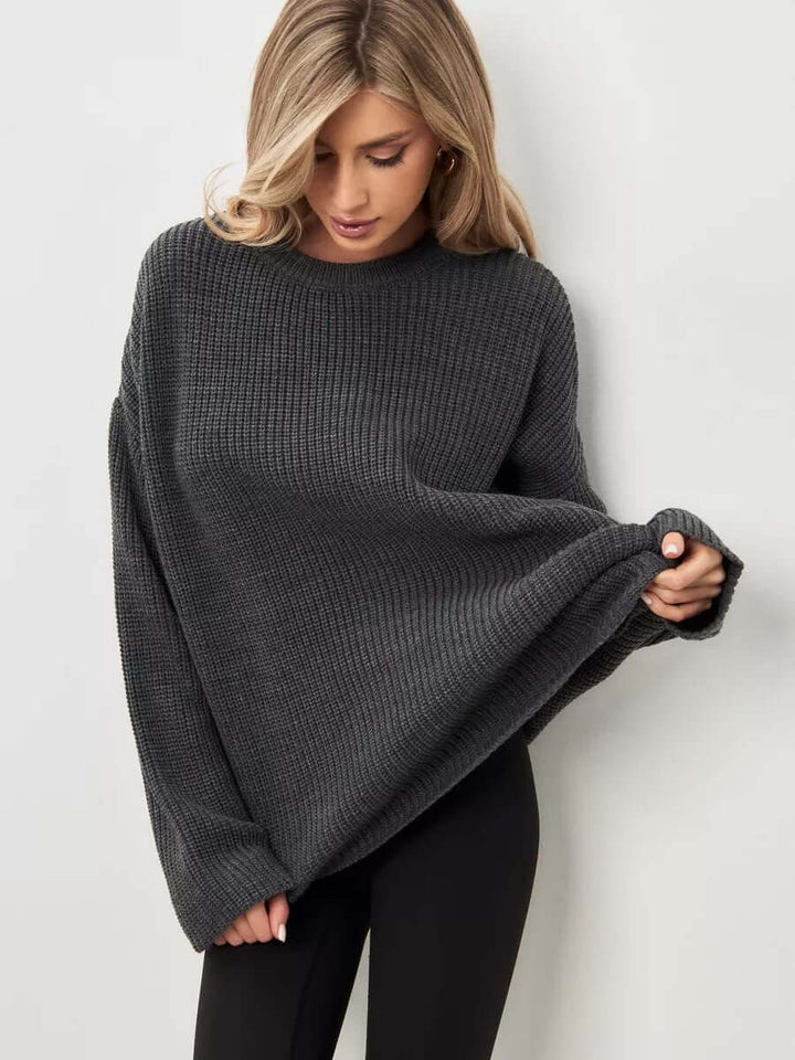 Pullover Damen Oversize - Strickpullover mit Rundhalsausschnitt