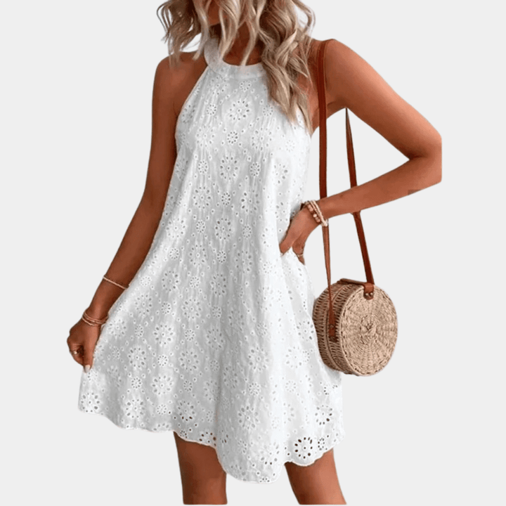 Halter Top Lace Mini Dress - Elegant