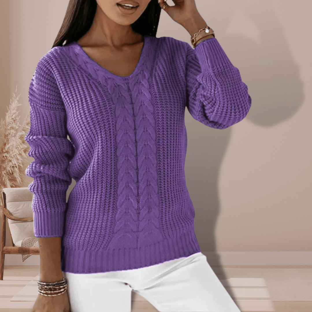 Women's V-Neck Knitted Slim Fit Pullover