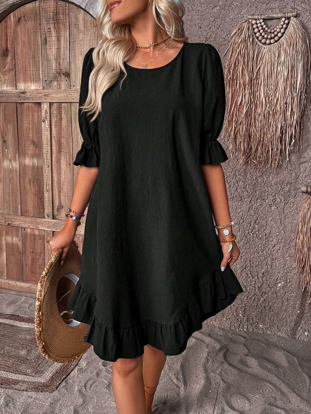 Women's Casual Midi Dress - Polyester