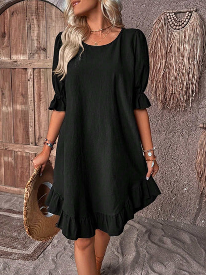 Women's Casual Midi Dress - Polyester