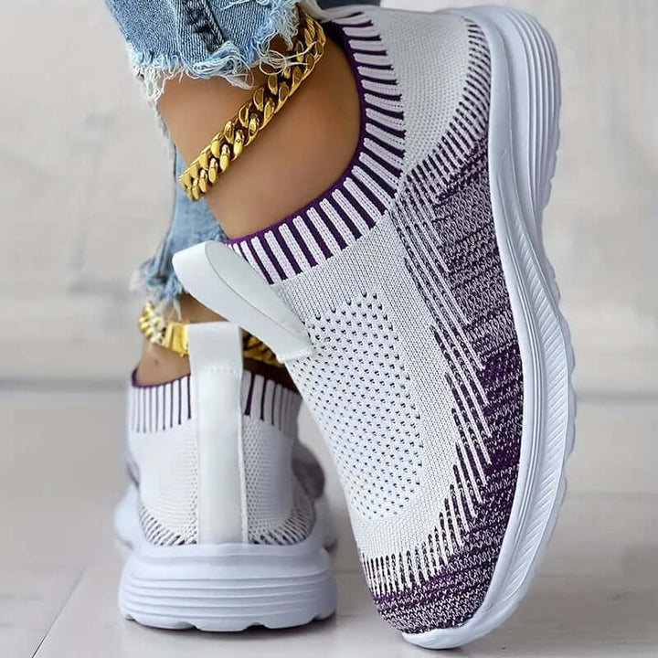 Women's Knitted Slip-On Trainers - Breathable & Cushioned