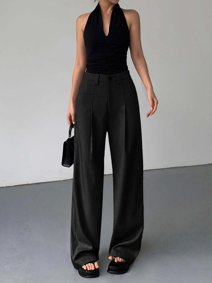 Women's Elegant High-Waisted Wide-Leg Trousers