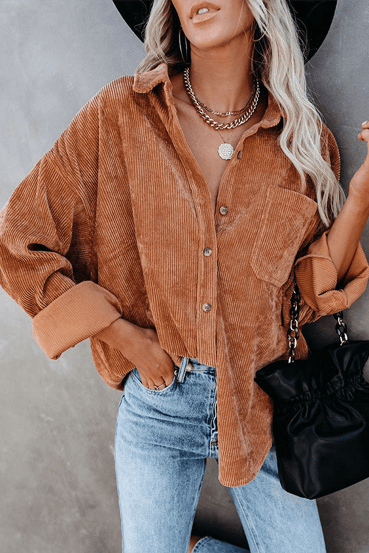 Women's Relaxed Fit Drop Shoulder Long Sleeve Shirt