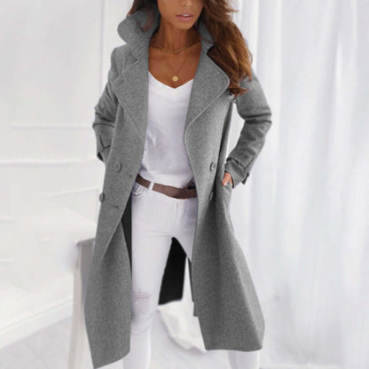 Women's Mid-Length Fleece Trench Coat