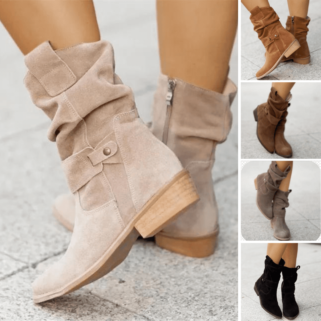Women's Pointed Toe Low Heeled Ankle Boots