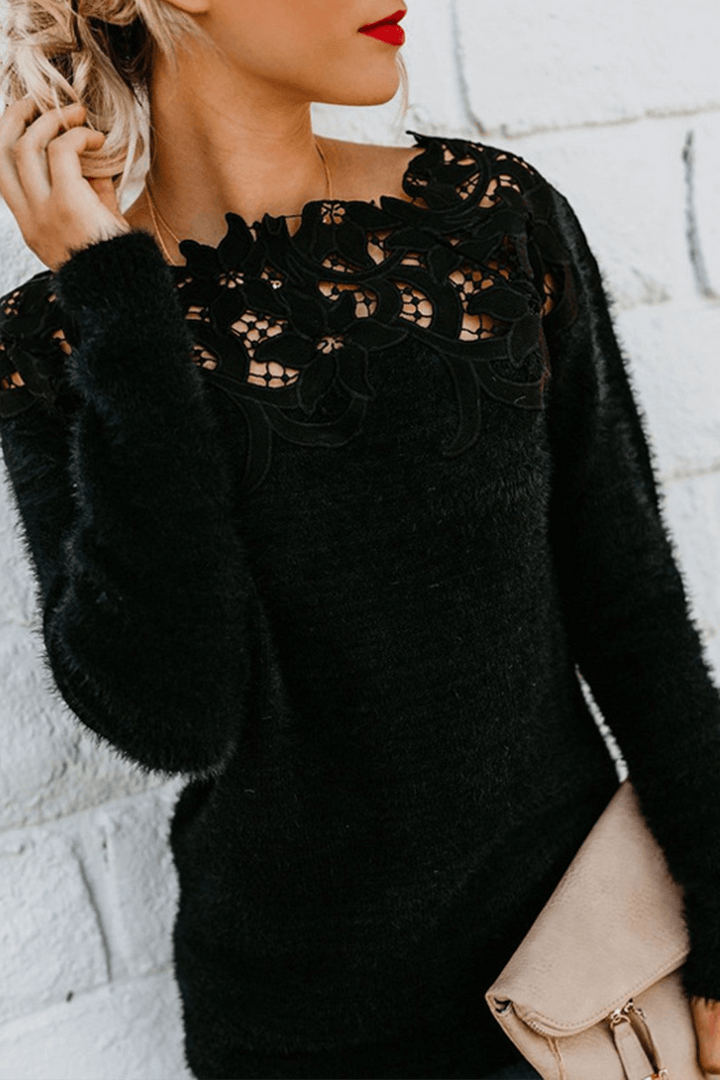 Women's Lace Detail Knitted Sweater Top