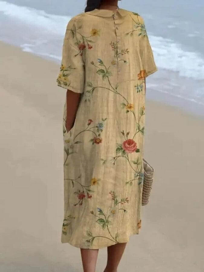 Women's Retro Floral Cotton-Linen Shirt