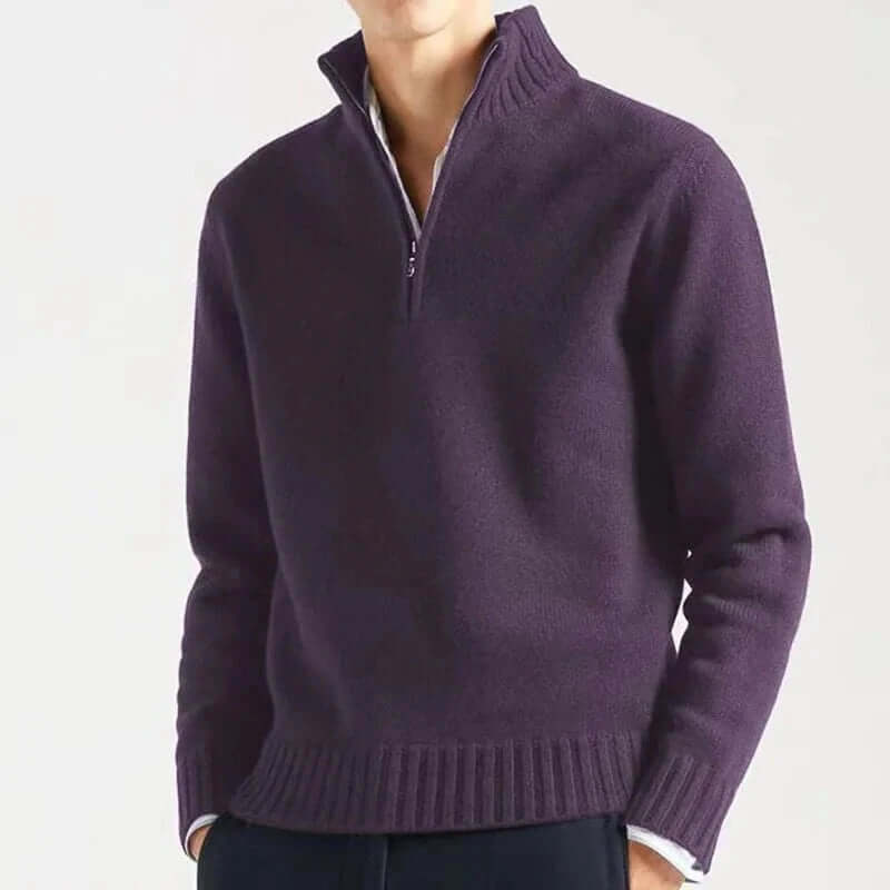 Men's Half-Zip Warm Wool-Blend Sweater