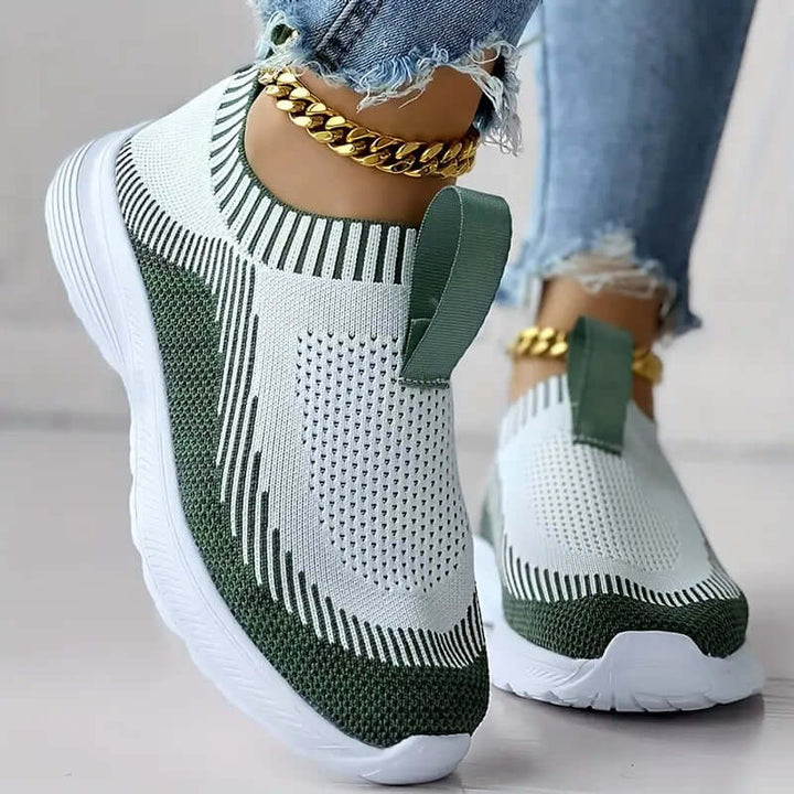 Women's Knitted Slip-On Trainers - Breathable & Cushioned