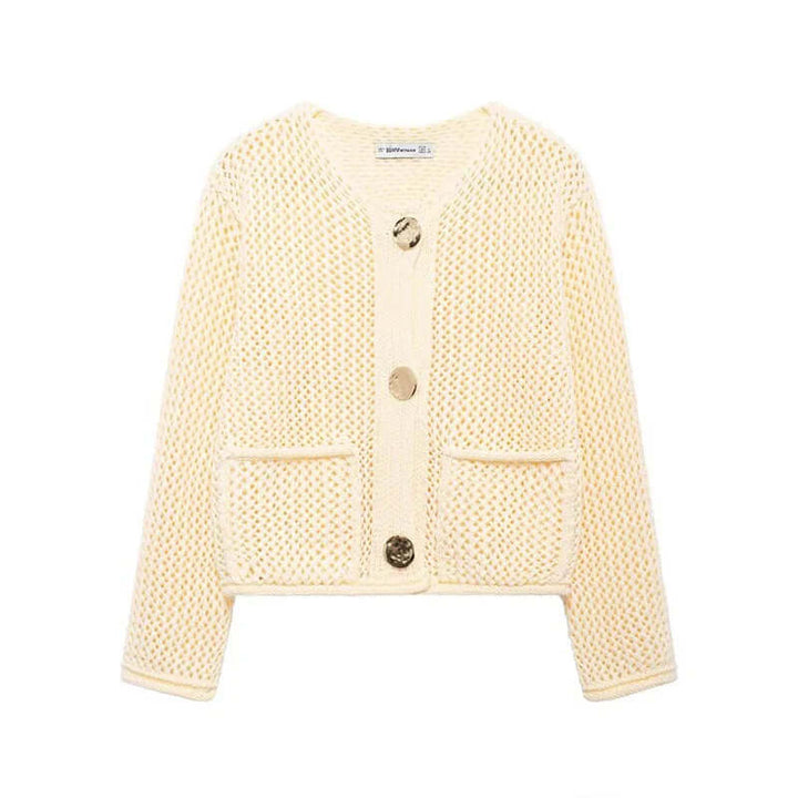 Women's Mesh Knit Cardigan with Pockets