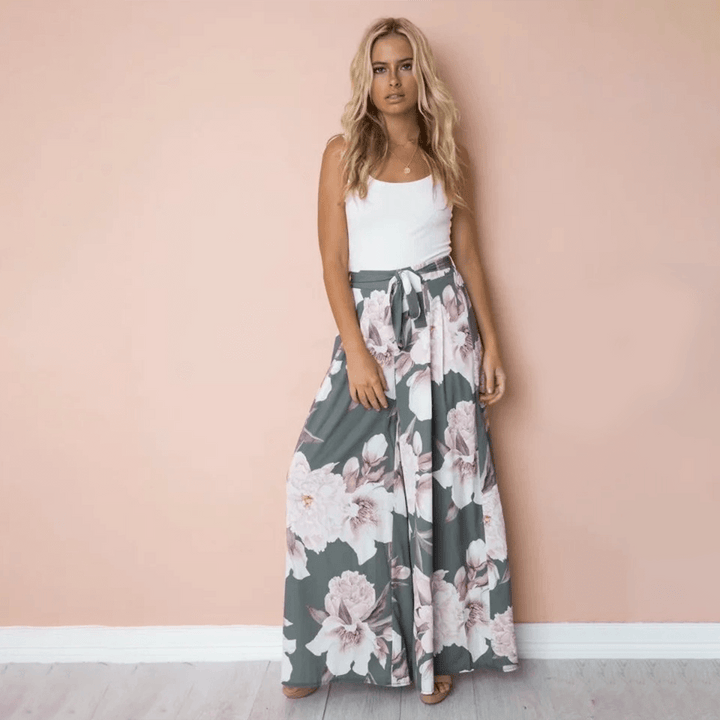 Women's High Waist Floral Print Trousers