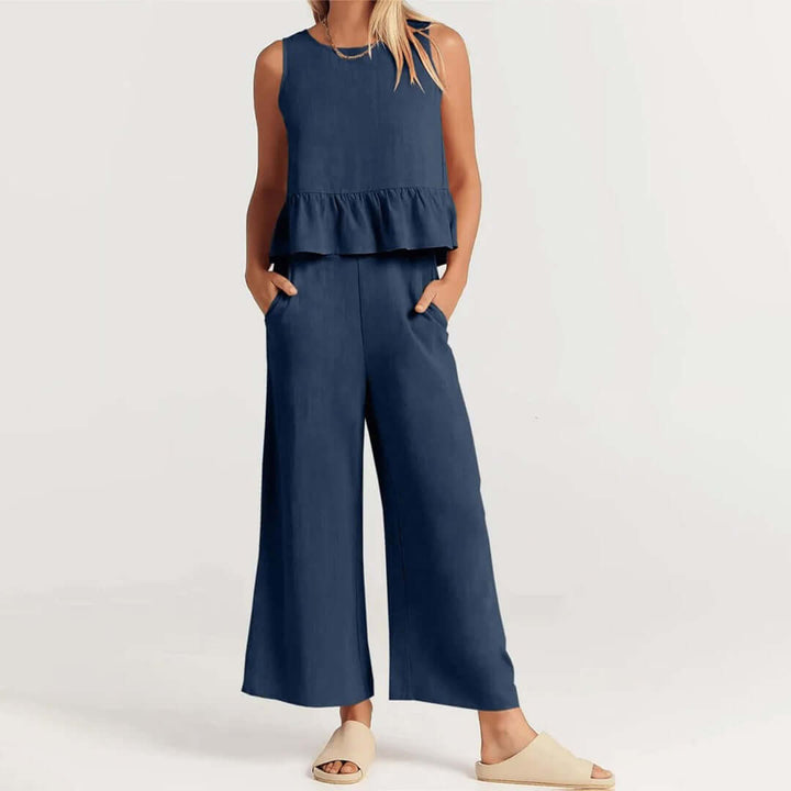 Women's Sleeveless Peplum Cropped Jumpsuit
