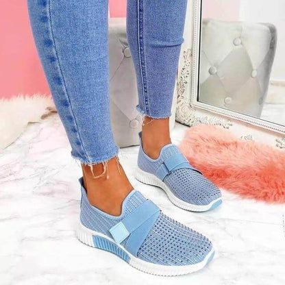 Women's Slip-On Velcro Trainers - Comfortable Walking Shoes