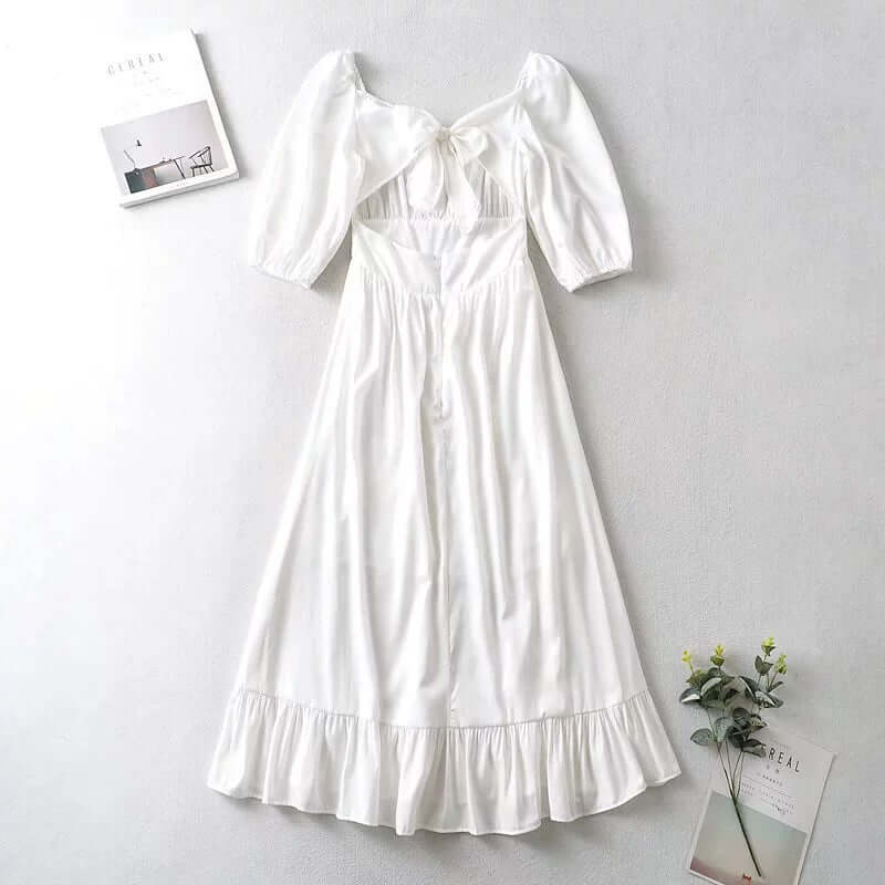 White Open-Back Midi Dress