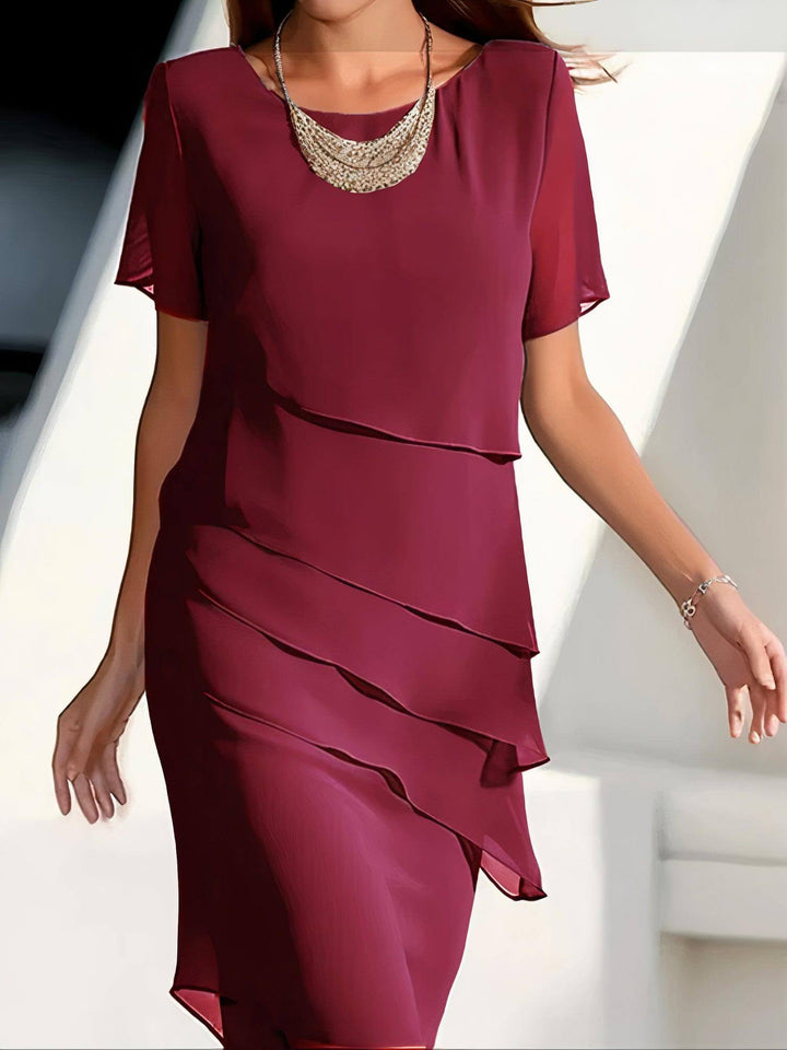 Women's Pleated Chiffon Midi Dress