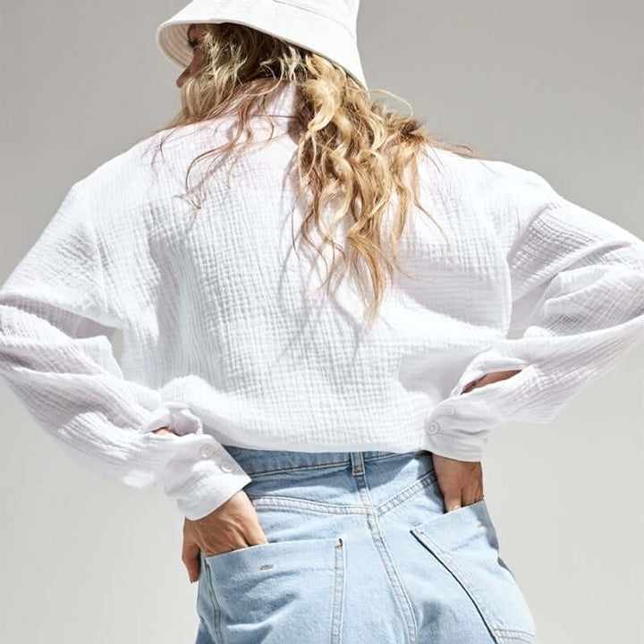 Women's Loose Long Sleeve Polo Shirt