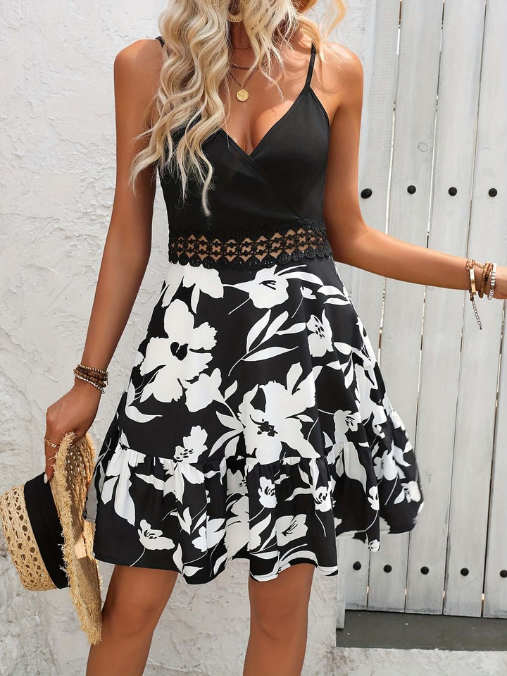 Women's Floral Ruffle Hem Midi Dress